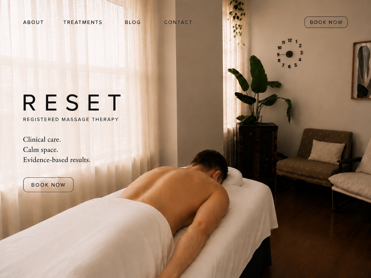 RESET registered massage therapy homepage